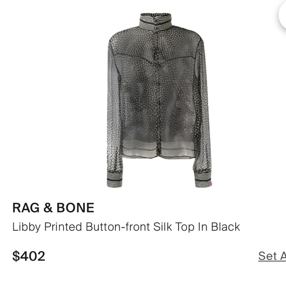 Rag & Bone Libby Silk Sheer Polka Dot Top Button down in black white size XS - Picture 10 of 10